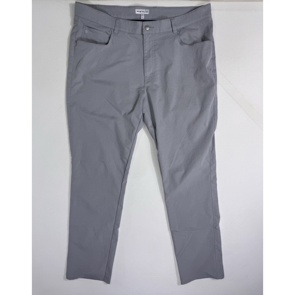 Peter Millar EB66 Pants Men 38x32 (38x31.5) Grey Performance 5-Pocket Chino Golf